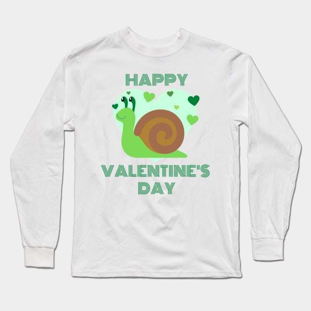 Happy Valentines Day - Snail Long Sleeve T-Shirt by LukjanovArt